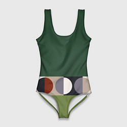 Женский купальник-боди Луна Малевича сосновый зеленый