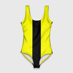 Купальник-боди 3D женский Color yellow black line, цвет: 3D-принт