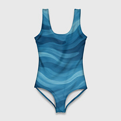 Женский купальник-боди Камуфляжные синие волны