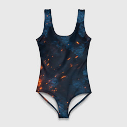 Женский купальник-боди Синий камуфляж с искрами