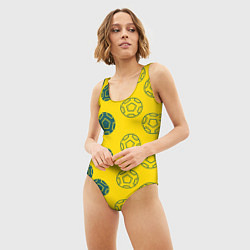 Купальник-боди 3D женский Ряды из спортивных мячей, цвет: 3D-принт — фото 2