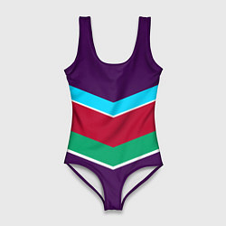 Женский купальник-боди Фиолетовый с полосами