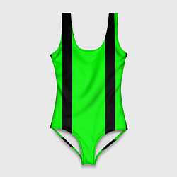 Женский купальник-боди Color black and green stripes