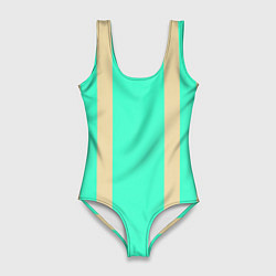 Женский купальник-боди Color blue beige stripes