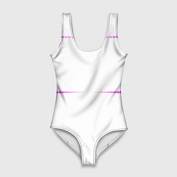 Купальник-боди 3D женский Color white blue pink stripes, цвет: 3D-принт