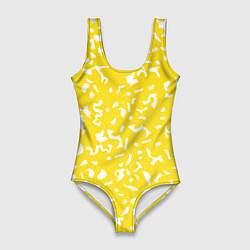 Купальник-боди 3D женский Лимонный камуфляж, цвет: 3D-принт