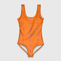Купальник-боди 3D женский Color orange stripe, цвет: 3D-принт