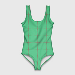 Купальник-боди 3D женский Color green stripes, цвет: 3D-принт