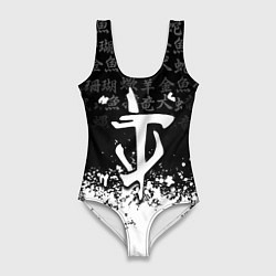 Купальник-боди 3D женский Doom японские символы краски, цвет: 3D-принт