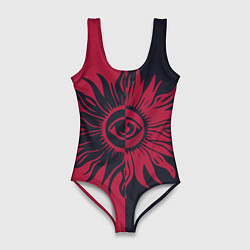 Женский купальник-боди Солнце красно-синее