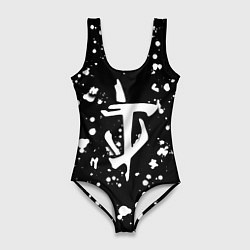 Купальник-боди 3D женский Doom белые краски текстура, цвет: 3D-принт