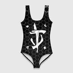 Купальник-боди 3D женский Doom соты текстура, цвет: 3D-принт