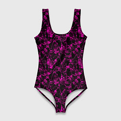 Женский купальник-боди Черно бордовый абстрактный узор