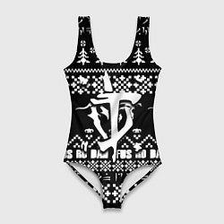 Купальник-боди 3D женский Doom x elders scrolls pattern, цвет: 3D-принт