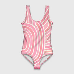 Купальник-боди 3D женский Абстрактный узор розовый, цвет: 3D-принт