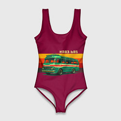 Купальник-боди 3D женский Ретро автобус КАВЗ-685 поп-арт, цвет: 3D-принт