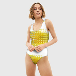 Купальник-боди 3D женский Узорчатые золотые полосы, цвет: 3D-принт — фото 2