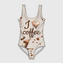 Женский купальник-боди Пятна кофе часть дизайна - можно проливать