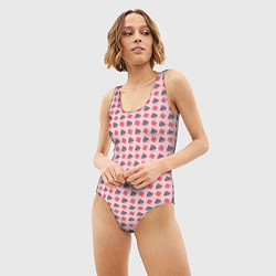 Купальник-боди 3D женский Паттерн бубны и пики розовый, цвет: 3D-принт — фото 2