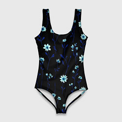 Женский купальник-боди Паттерн с маленькими синими цветами