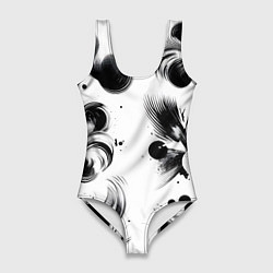 Женский купальник-боди Чёрно-белая абстракция нейроарт