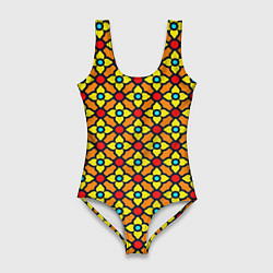 Женский купальник-боди Цветочный витраж