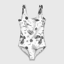 Купальник-боди 3D женский Сойка в Бузулукском бору, цвет: 3D-принт