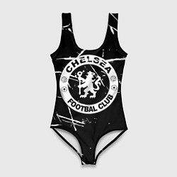 Купальник-боди 3D женский Челси штрихи красок белые, цвет: 3D-принт