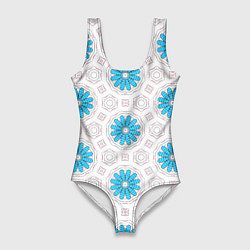 Купальник-боди 3D женский Цветочно-геометрический узор, цвет: 3D-принт