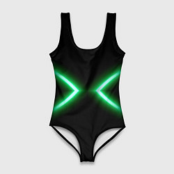 Купальник-боди 3D женский Neon green lines, цвет: 3D-принт