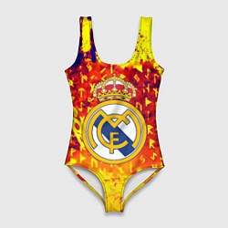 Купальник-боди 3D женский Реал Мадрид символы краска, цвет: 3D-принт