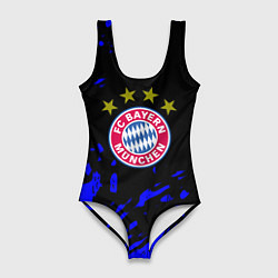 Купальник-боди 3D женский Бавария Мюнхен синие краски, цвет: 3D-принт