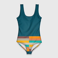 Женский купальник-боди Индиго и шумовой градиент заката с текстурой