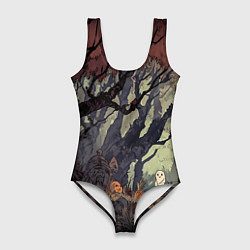 Женский купальник-боди Призрачный лес