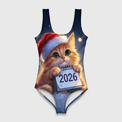 Женский купальник-боди Кот который ждет новый год