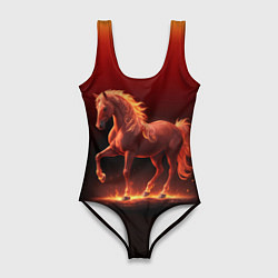 Женский купальник-боди Узор с конем огнем