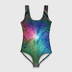 Женский купальник-боди Линейная графика