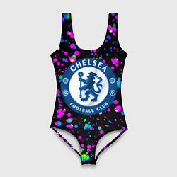 Купальник-боди 3D женский Челси неоновые краски, цвет: 3D-принт