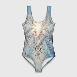 Женский купальник-боди Ледяной перьевой орнамент со светом