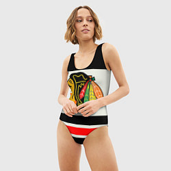 Купальник-боди 3D женский Chicago Blackhawks, цвет: 3D-принт — фото 2