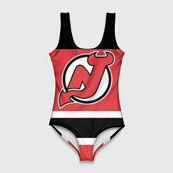 Купальник-боди 3D женский New Jersey Devils, цвет: 3D-принт