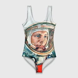 Купальник-боди 3D женский Гагарин в полете, цвет: 3D-принт