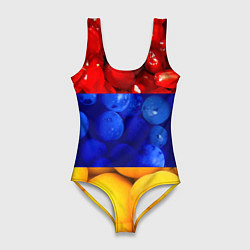Купальник-боди 3D женский Флаг Армении, цвет: 3D-принт