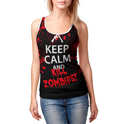 Майка-безрукавка женская Keep Calm & Kill Zombies, цвет: 3D-белый — фото 2