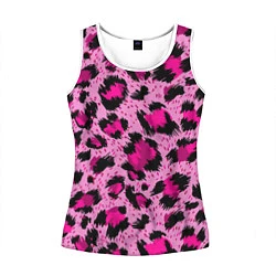 Майка-безрукавка женская Розовый леопард, цвет: 3D-белый