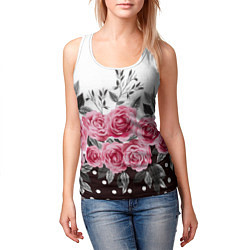 Майка-безрукавка женская Roses Trend, цвет: 3D-белый — фото 2