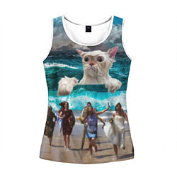 Майка-безрукавка женская Морской Кошак, цвет: 3D-белый