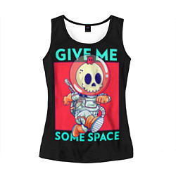 Майка-безрукавка женская Скелет космонавт, цвет: 3D-черный