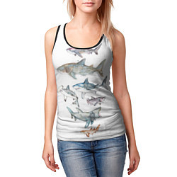Майка-безрукавка женская Акулы, цвет: 3D-черный — фото 2