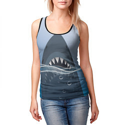 Майка-безрукавка женская Акула под водой, цвет: 3D-черный — фото 2